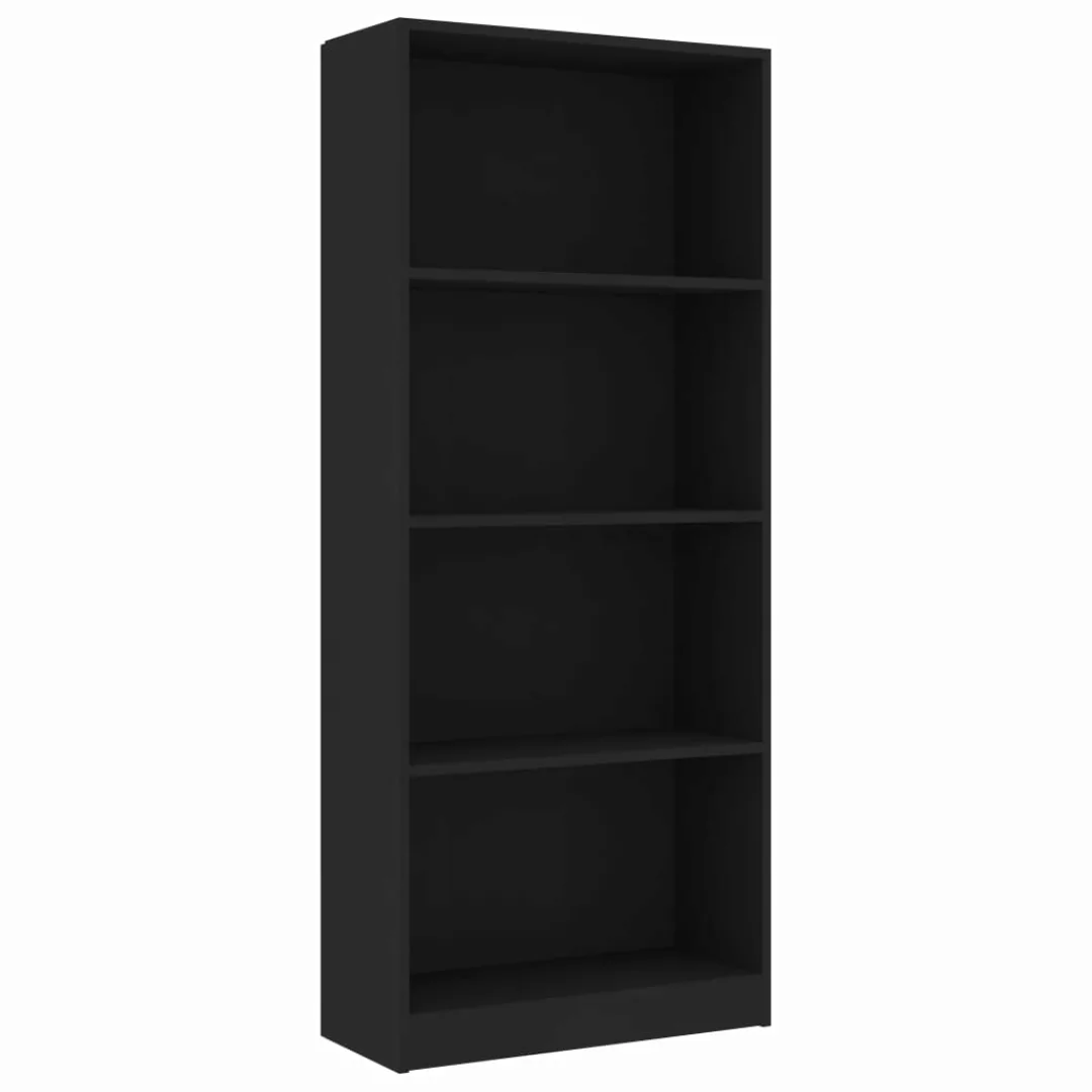 Bücherregal 4 Fächer Schwarz 60 X 24 X 142 Cm Spanplatte günstig online kaufen