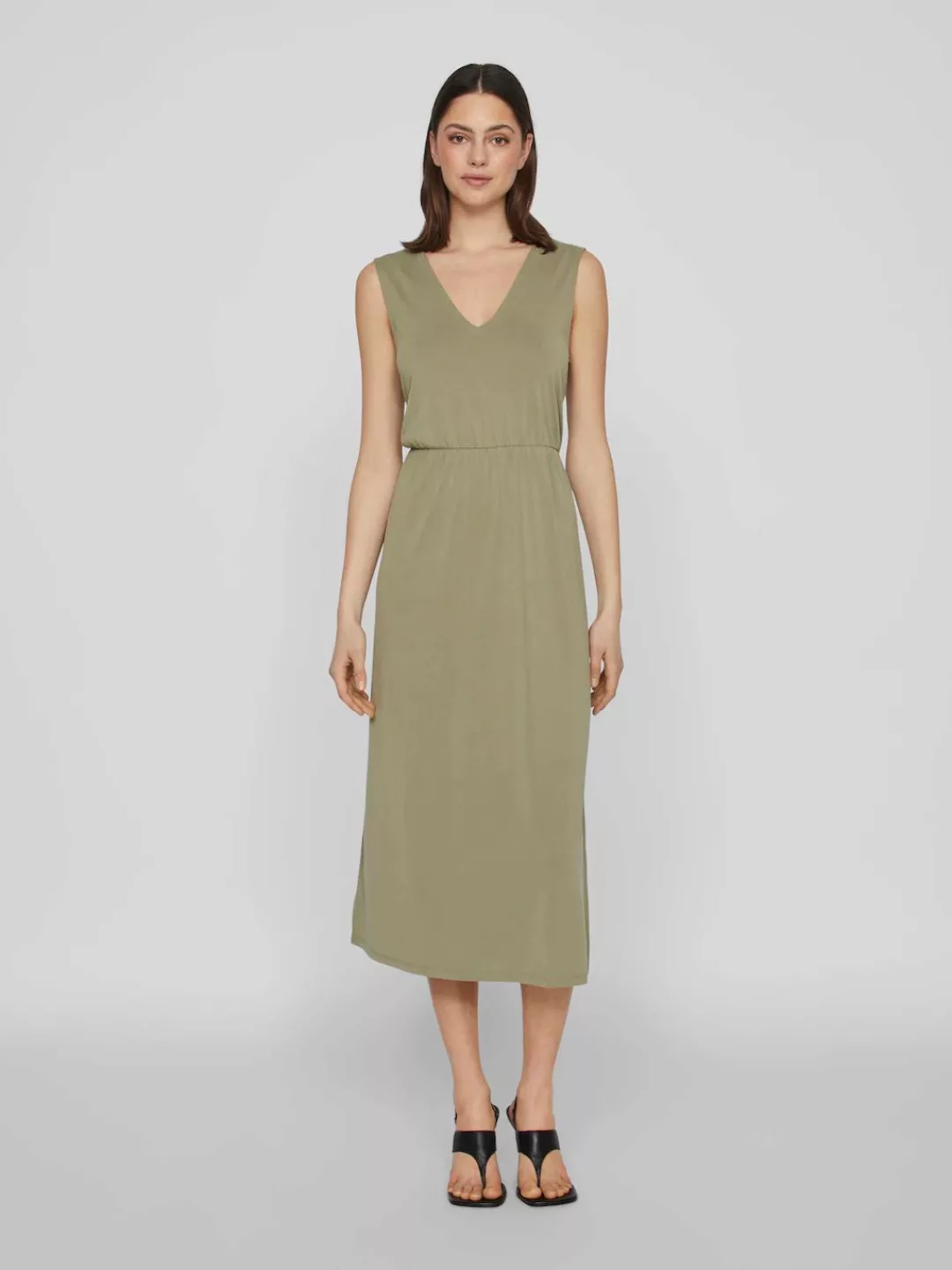 Vila Shirtkleid Elegantes Sommer Kleid V-Ausschnitt (lang) 7480 in Grün günstig online kaufen