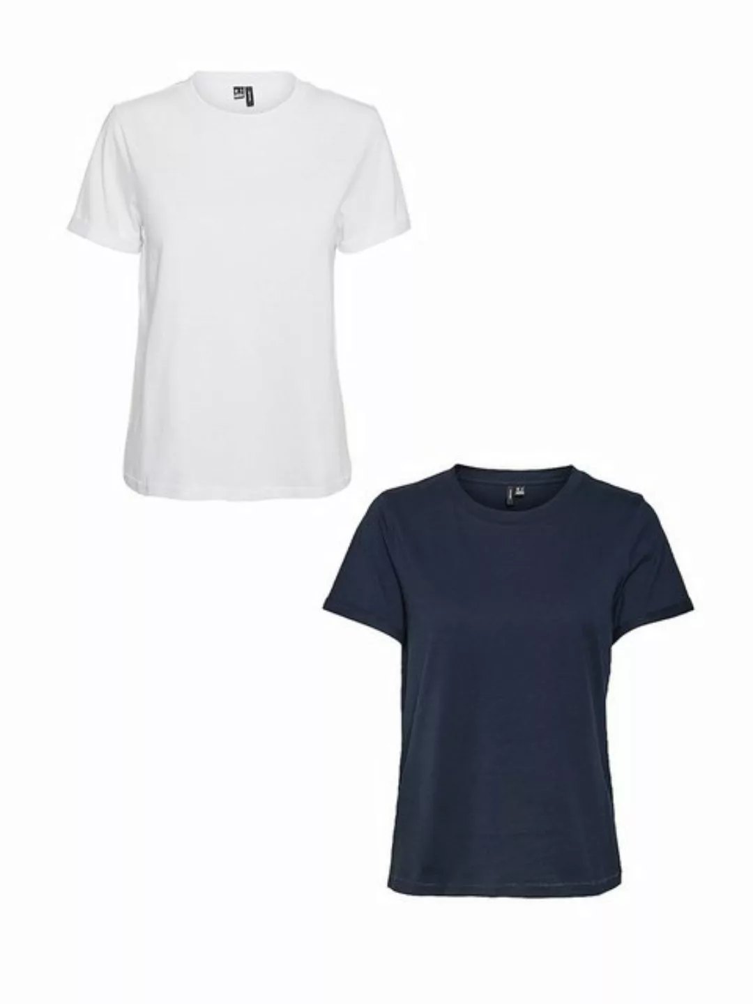 Vero Moda T-Shirt 2er Pack Basic T-Shirt VMPAULA (2-tlg) 5270 in Weiß-Dunke günstig online kaufen