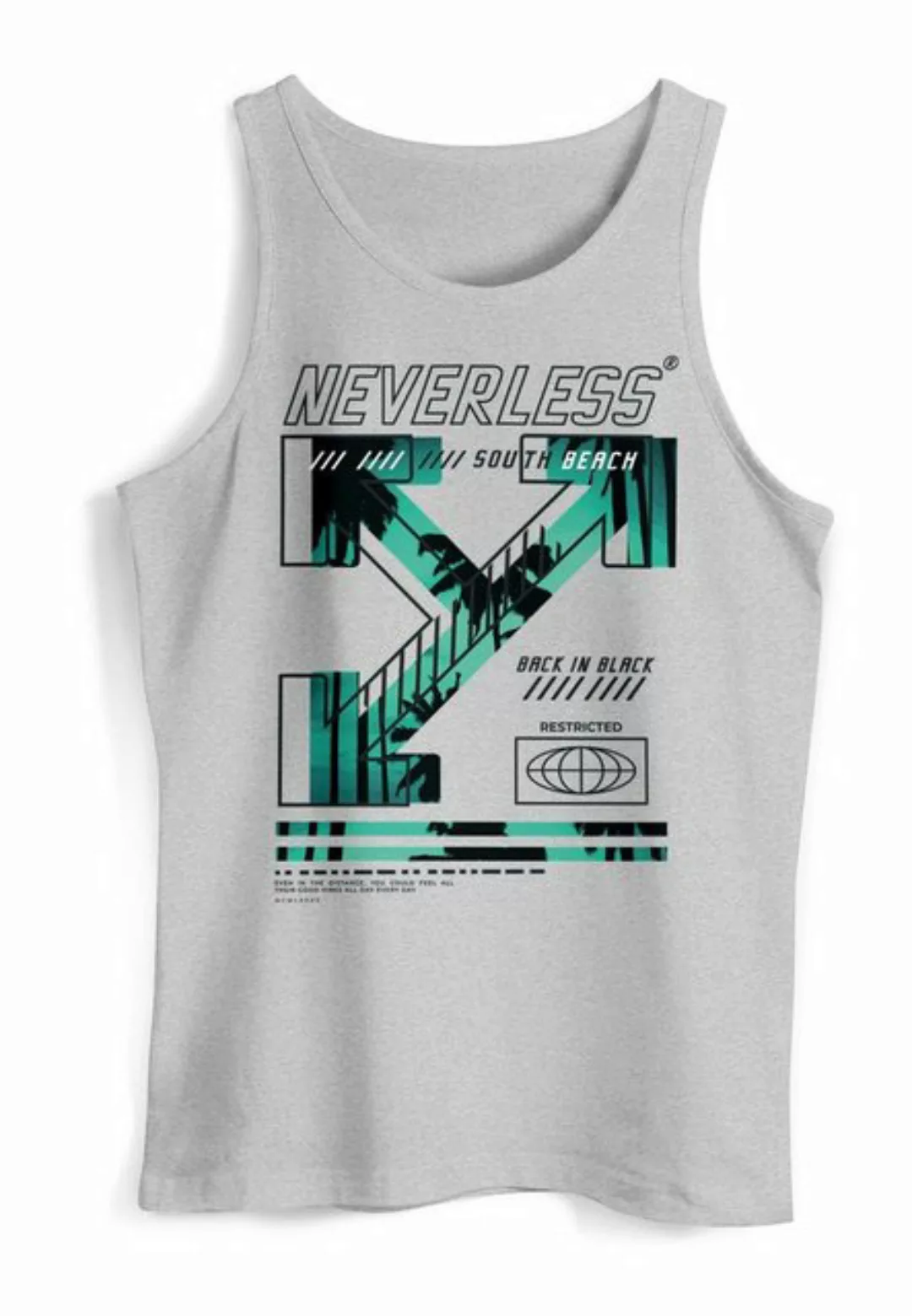 Neverless Tanktop Herren Tank-Top Text Print Aufdruck South Beach Techwear günstig online kaufen