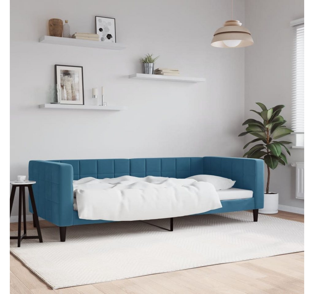 vidaXL Gästebett Tagesbett Blau 90x200 cm Samt Gästebett Gästecouch Gästeso günstig online kaufen