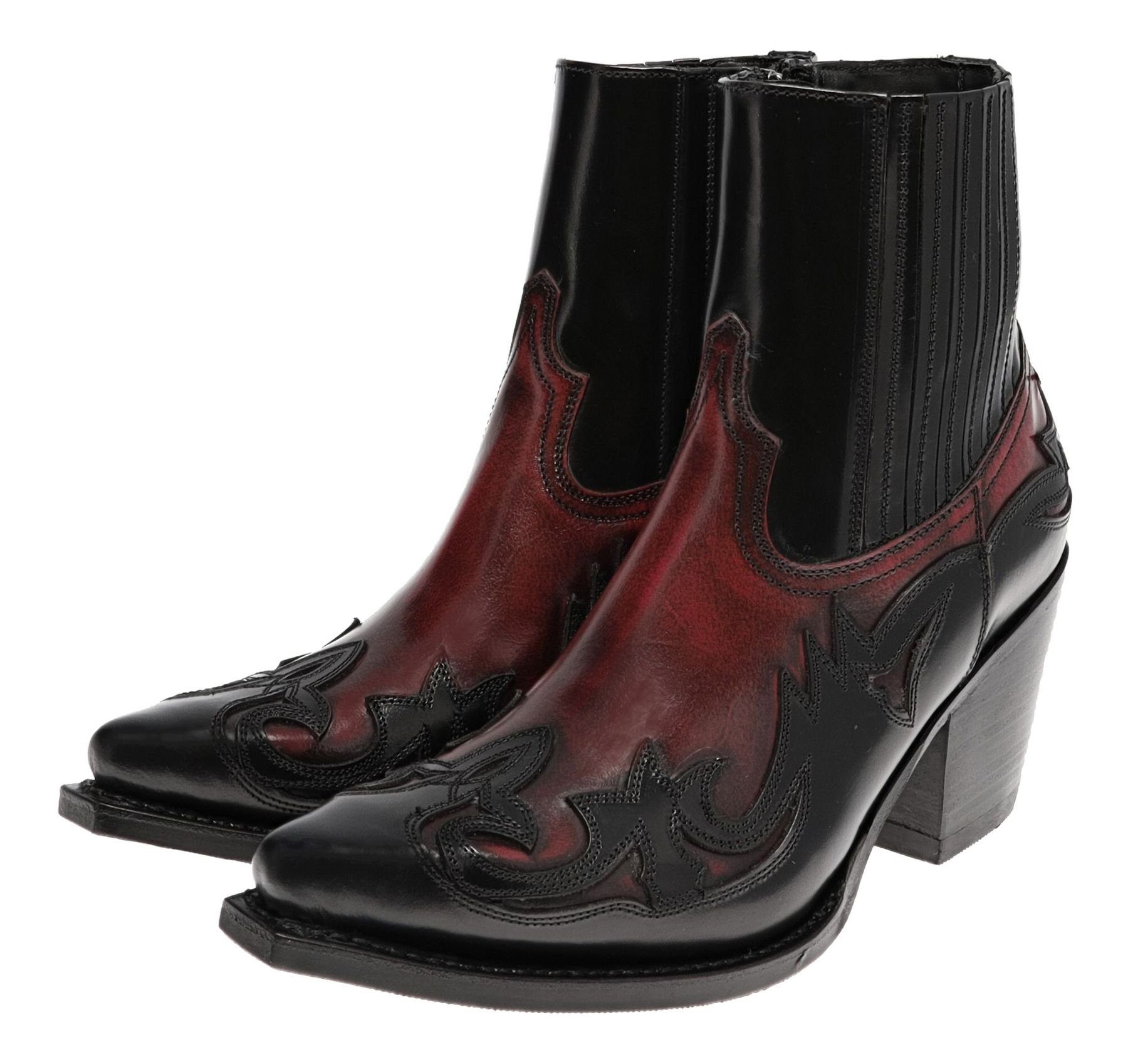 Sendra Boots 16598 Schwarz Rot Westernstiefelette günstig online kaufen