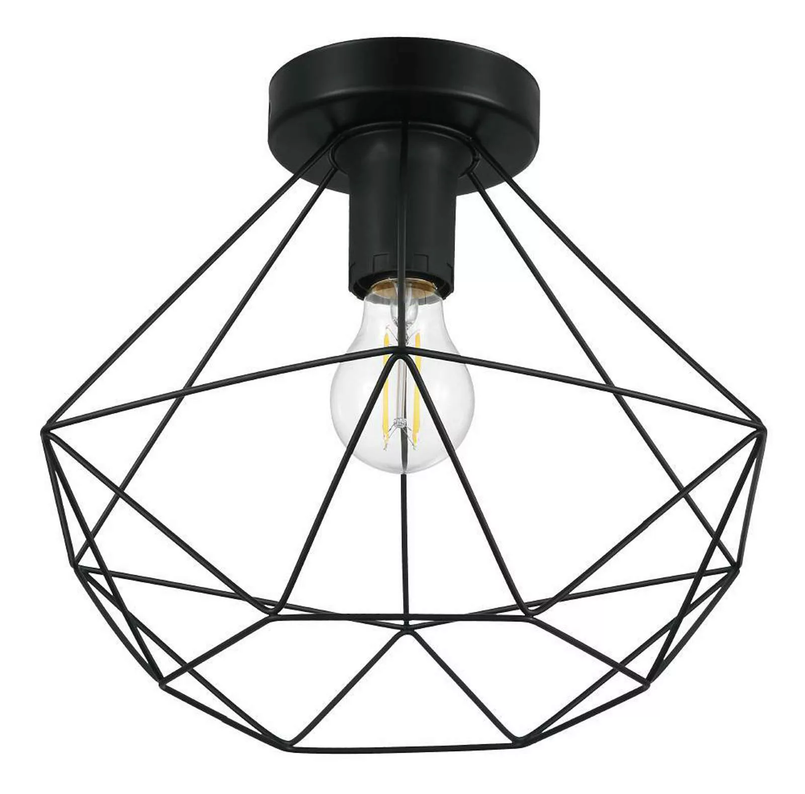 Käfig-Deckenlampe Tarbes 1fl. Ø 32,5cm schwarz günstig online kaufen