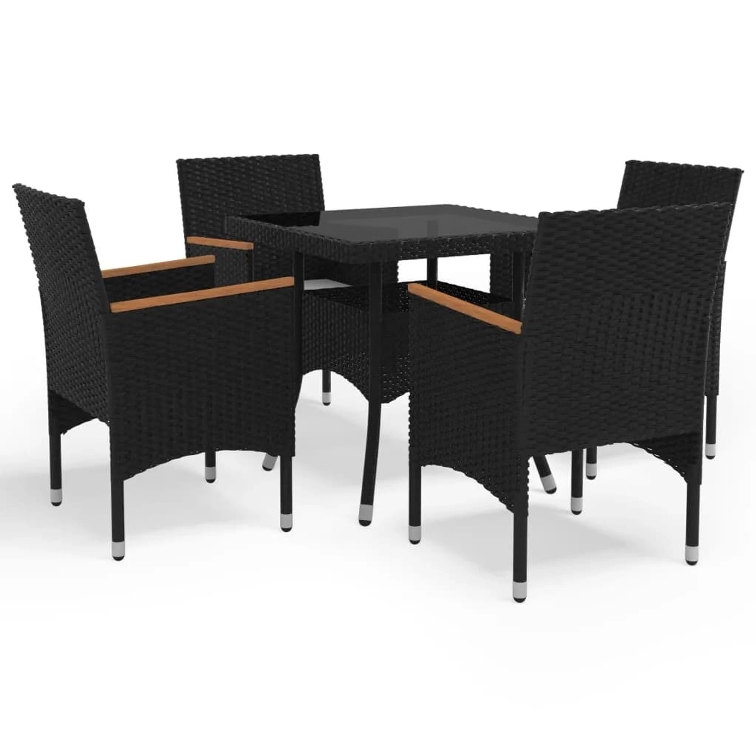 vidaXL 5-Tlg Garten-Essgruppe Poly Rattan und Hartglas Schwarz 3095911 günstig online kaufen