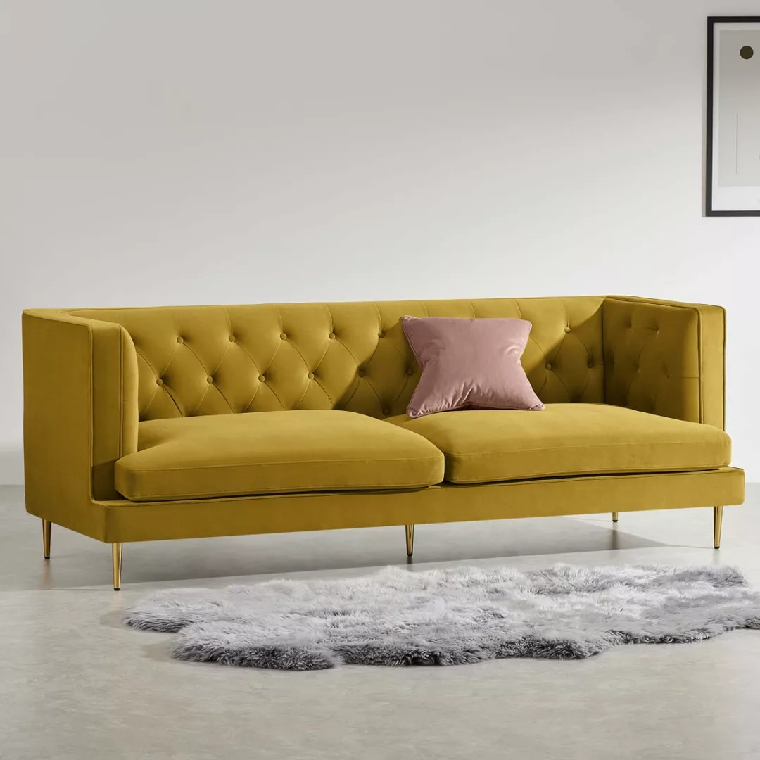 Goswell 3-Sitzer Sofa, Samt in Vintage-Gold - MADE.com günstig online kaufen