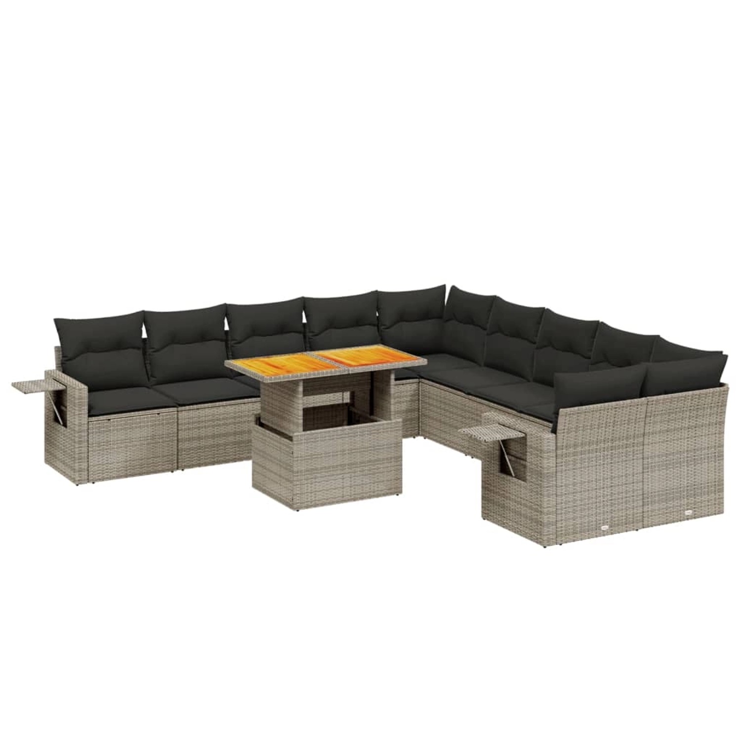 vidaXL 11-Tlg Garten-Sofagarnitur mit Kissen Grau Poly Rattan 3271949 günstig online kaufen