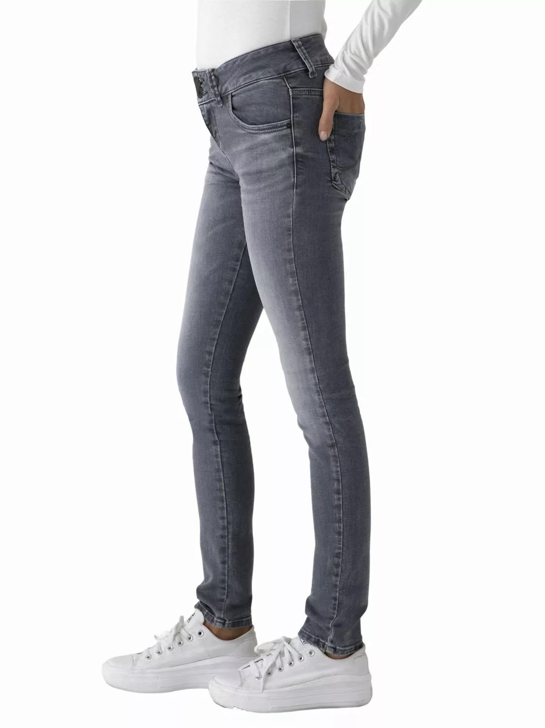Damen Jeans MOLLY M Super Slim Fit - Grau - Grey Fall Undamaged Wash günstig online kaufen