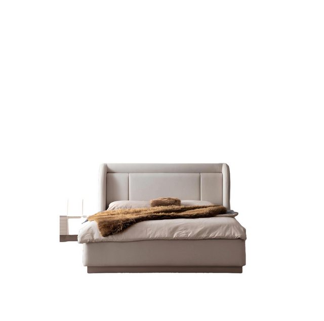 Xlmoebel Bett Elegantes Schlafzimmer-Set in Beige mit Designer-Nachtkonsole günstig online kaufen