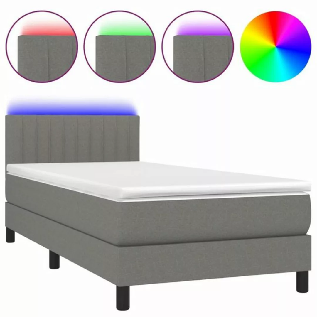 vidaXL Boxspringbett Boxspringbett mit Matratze LED Dunkelgrau 80x200 cm St günstig online kaufen