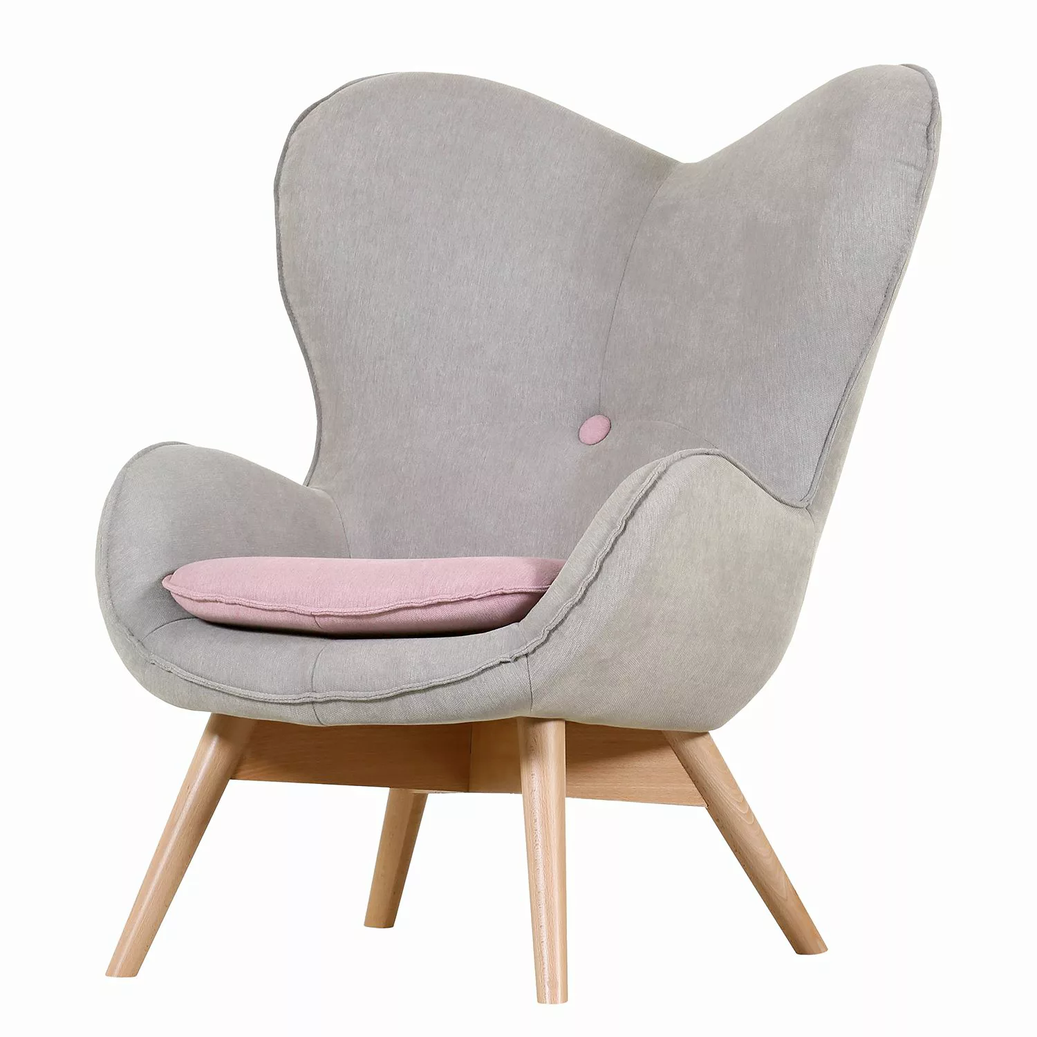 home24 Mørteens Sessel Ameson Grau/Rose Webstoff 86x100x92 cm (BxHxT) günstig online kaufen