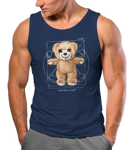 Neverless Tanktop Herren Tank-Top Print Teddy Bär DaVinci Meme Parodie Musk günstig online kaufen