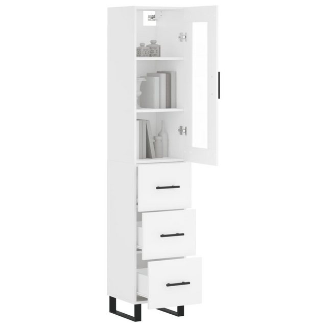 vidaXL Vitrine Highboard Weiß 34,5x34x180 cm Spanplatte Glas Vitrine günstig online kaufen