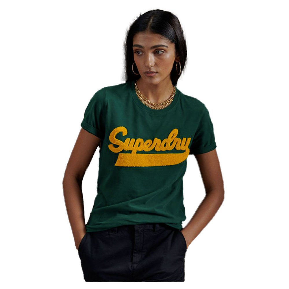 Superdry Collegiate Chenille Kurzarm T-shirt L Mid Pine günstig online kaufen