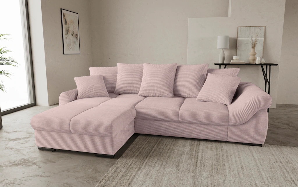 Mr. Couch Ecksofa "Livorno L-Form", inkl. Hochschläfer-Bettauszug, XL-Bettk günstig online kaufen