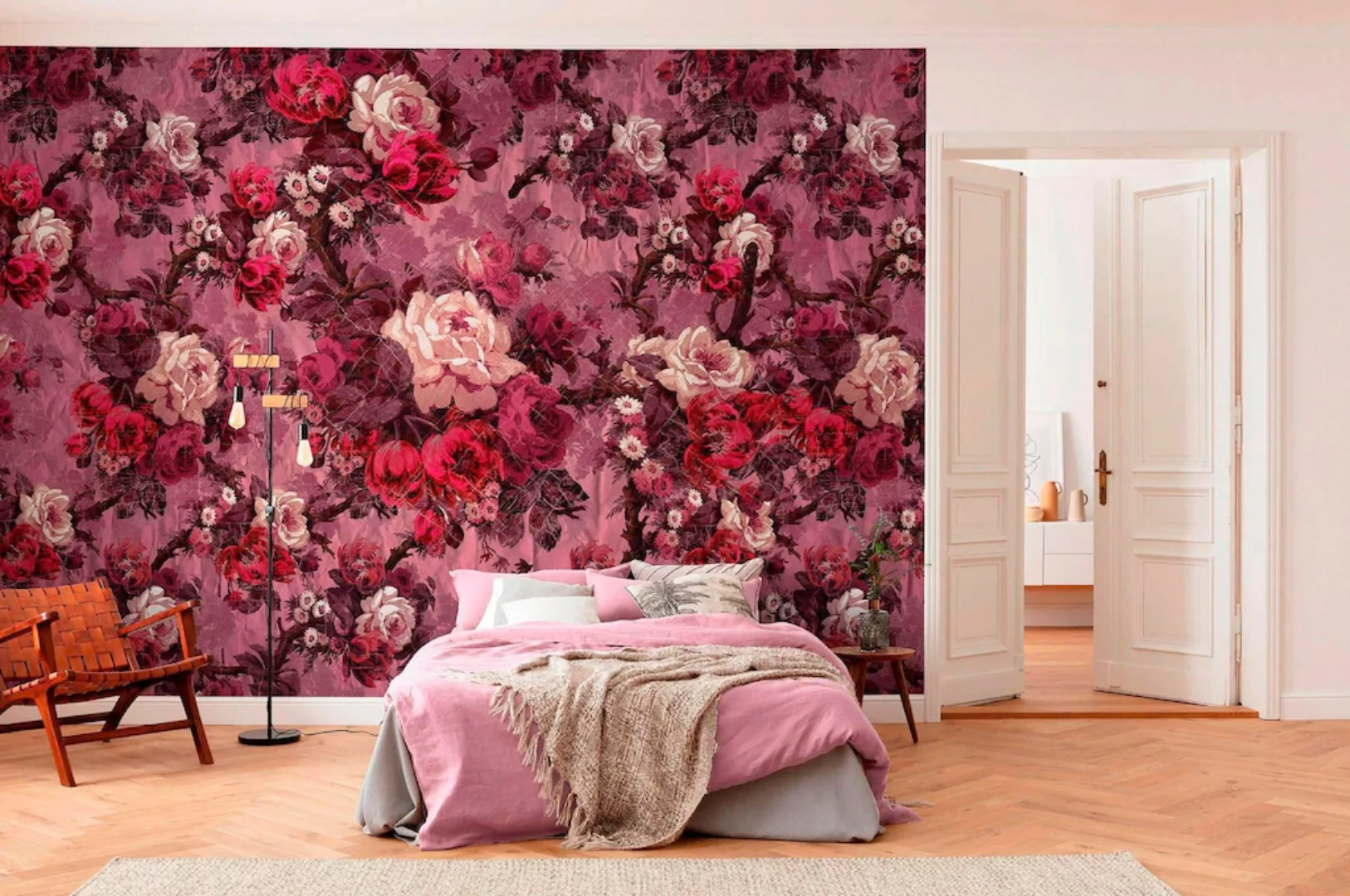 Sanders & Sanders Fototapete Blumen Rosa und Violett 400 x 280 cm 611869 günstig online kaufen
