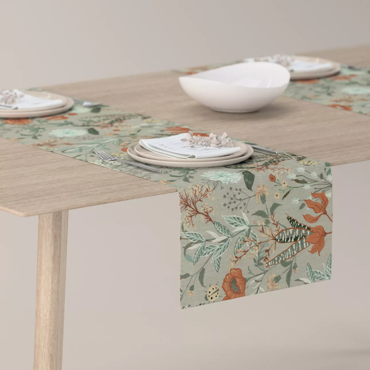 Tischläufer, grau-orange-grün, 40 x 130 cm, Flowers (143-70) günstig online kaufen
