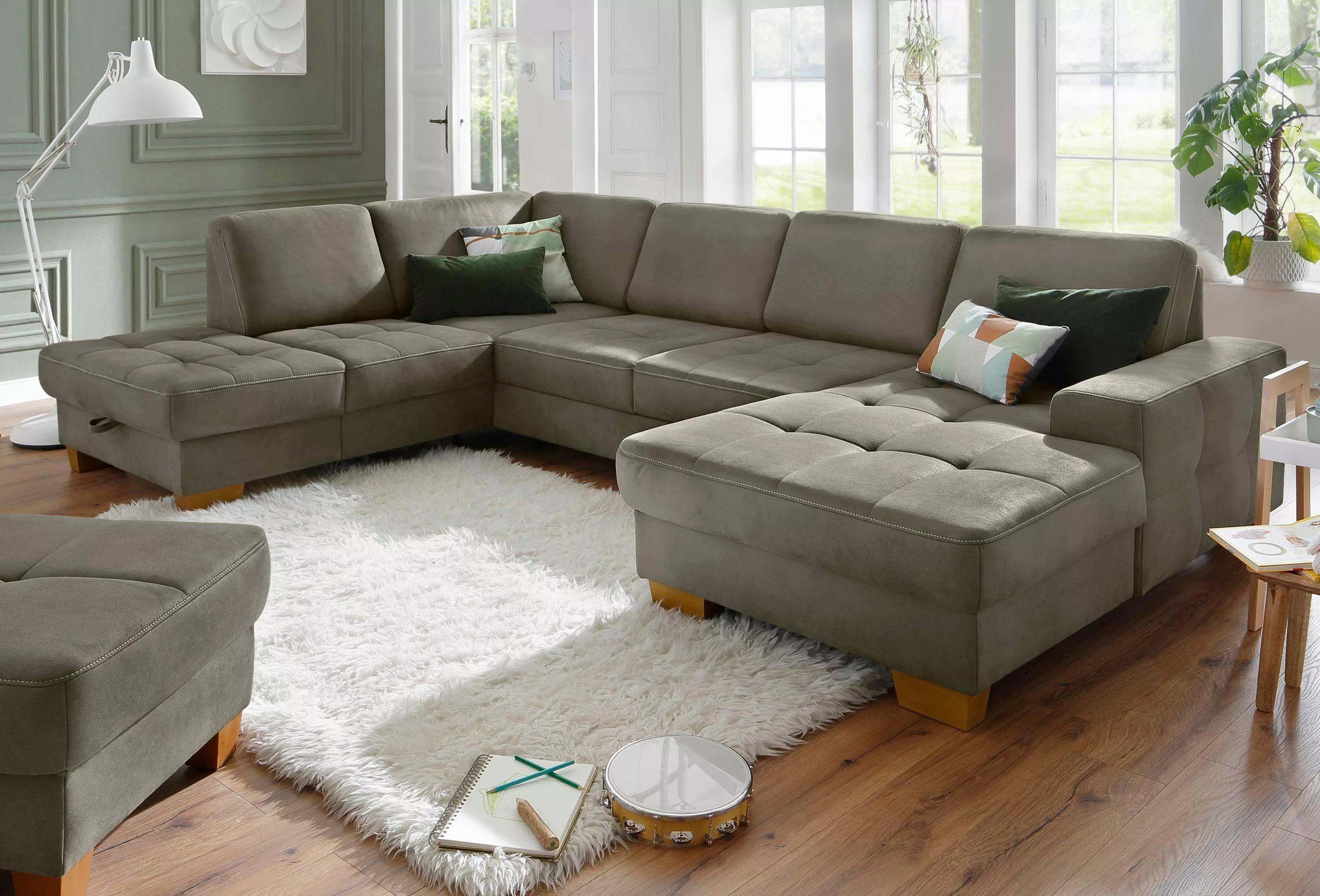 Home affaire Wohnlandschaft "Puccini U-Form", mit Federkern, Sitztiefenvers günstig online kaufen