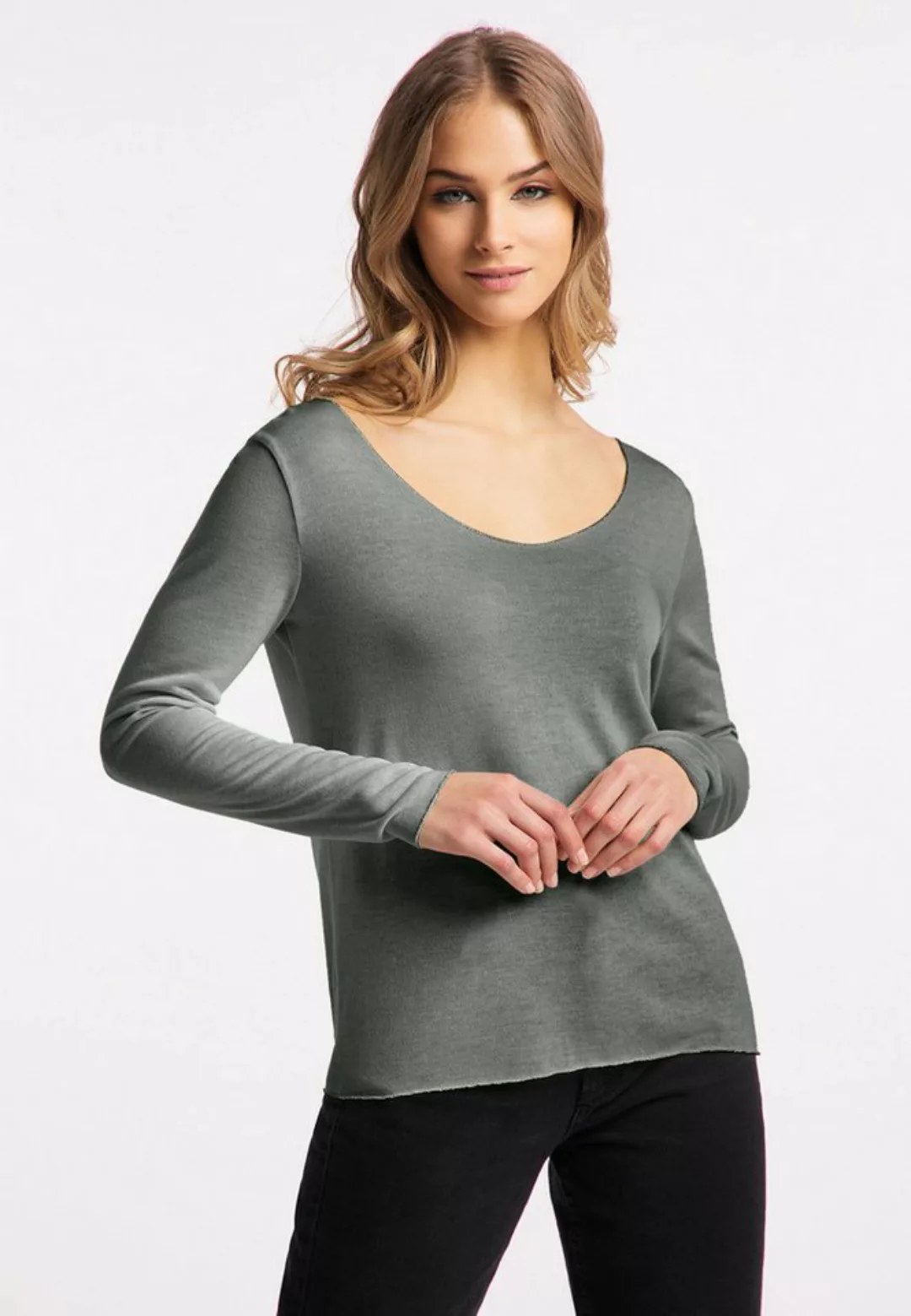 Frieda & Freddies NY Longsleeve Knit- Shirt mit Farb- und Materialkombinati günstig online kaufen