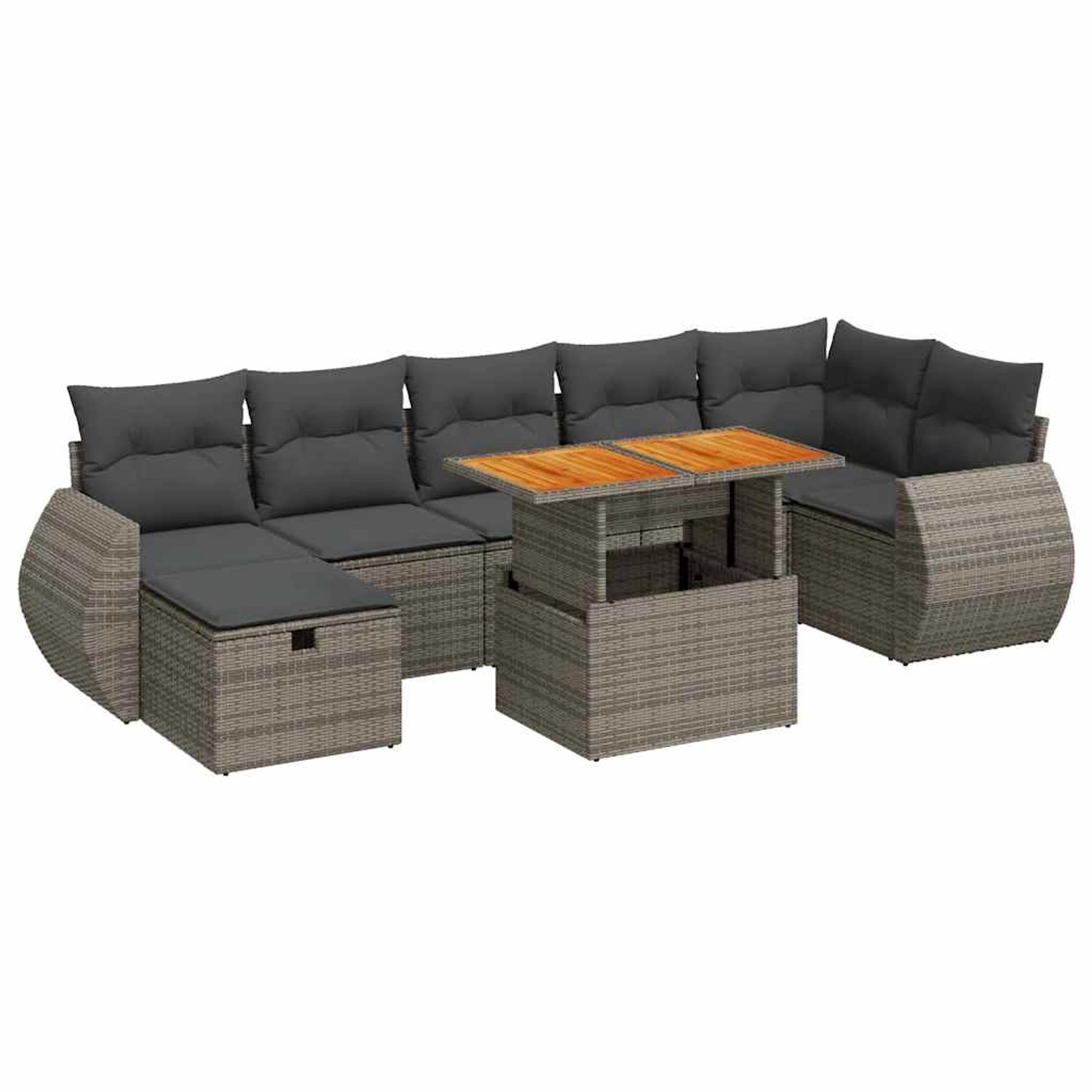 vidaXL 5-Tlg Garten-Sofagarnitur mit Kissen Grau Poly Rattan Akazie 3328068 günstig online kaufen