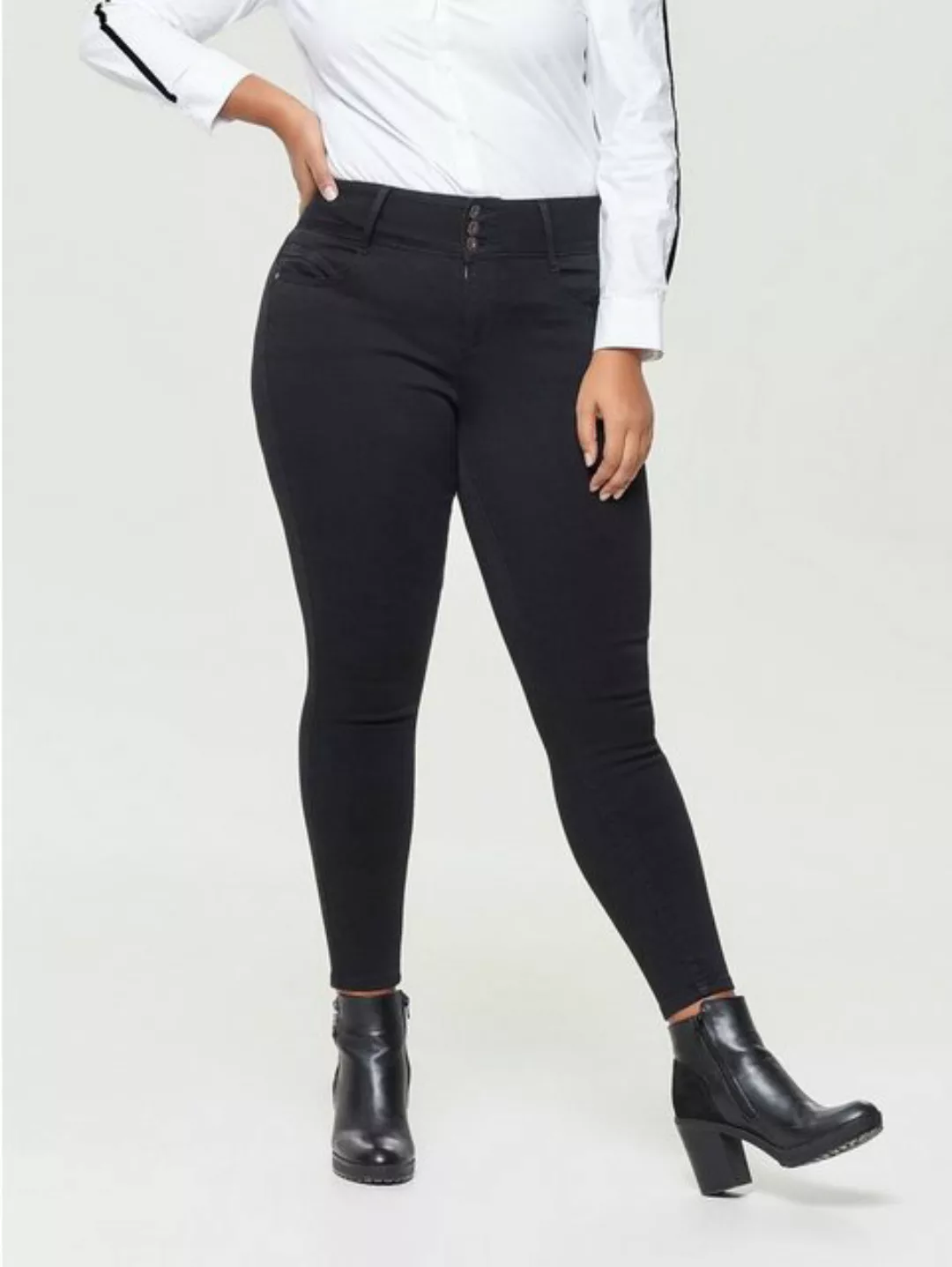 Carmakoma by Only Damen Jeans CARANNA - Skinny Fit - Schwarz - Black - Plus günstig online kaufen