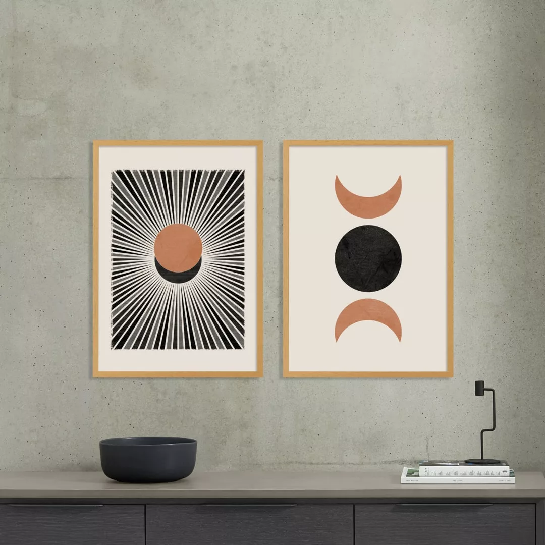 N Minet 'Sunset Moonrise' 2 x gerahmte Kunstdrucke (verschiedene Groessen e günstig online kaufen