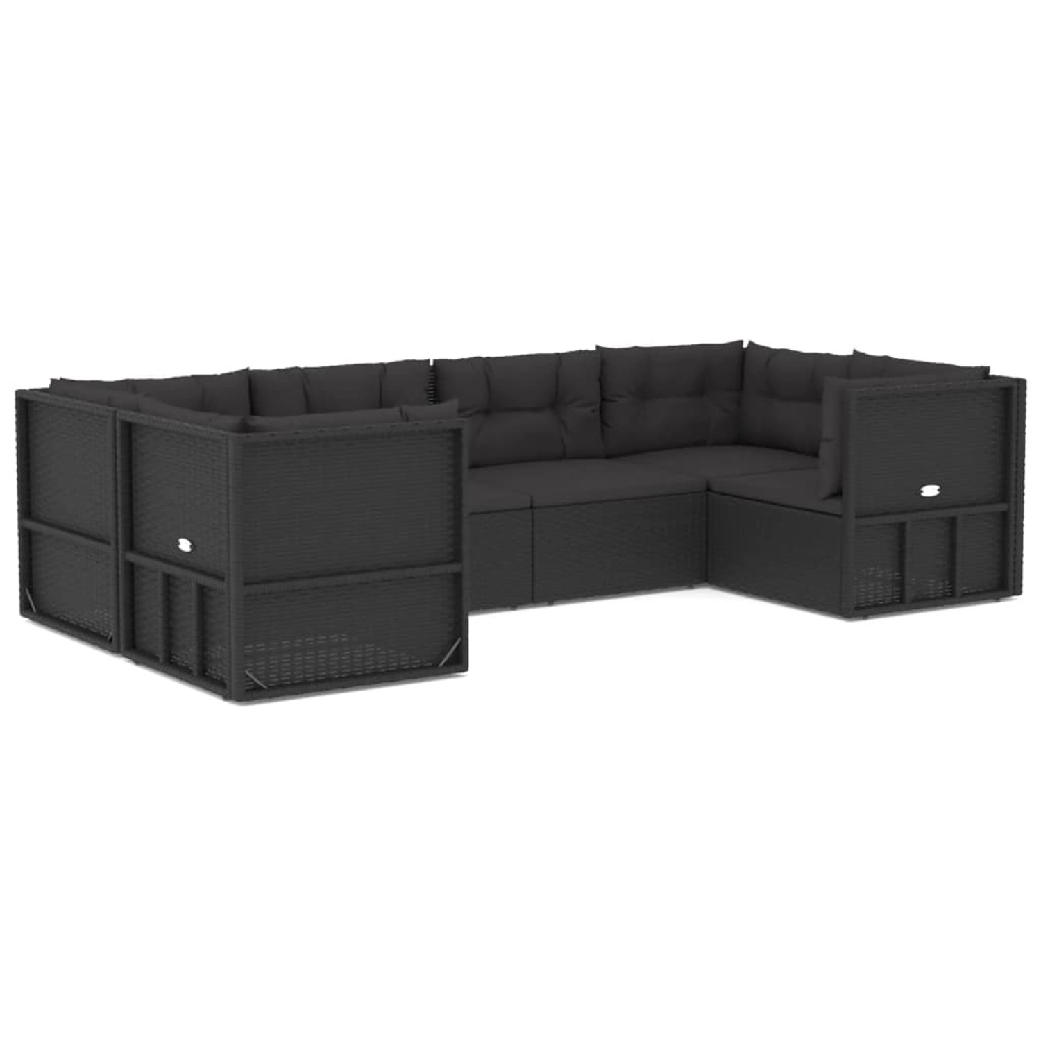 Vidaxl 6-tlg. Garten-lounge-set Mit Kissen Schwarz Poly Rattan günstig online kaufen