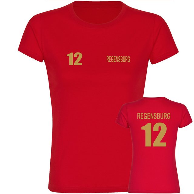 multifanshop T-Shirt Damen Regensburg - Trikot Nummer 12 gold - Frauen günstig online kaufen