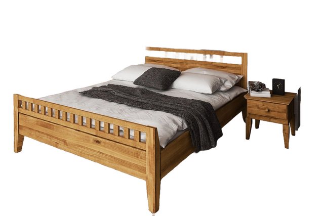 Natur24 Einzelbett Bett Sydo 6 Sonderlänge 140x210 Wildeiche Holzkopfteil h günstig online kaufen