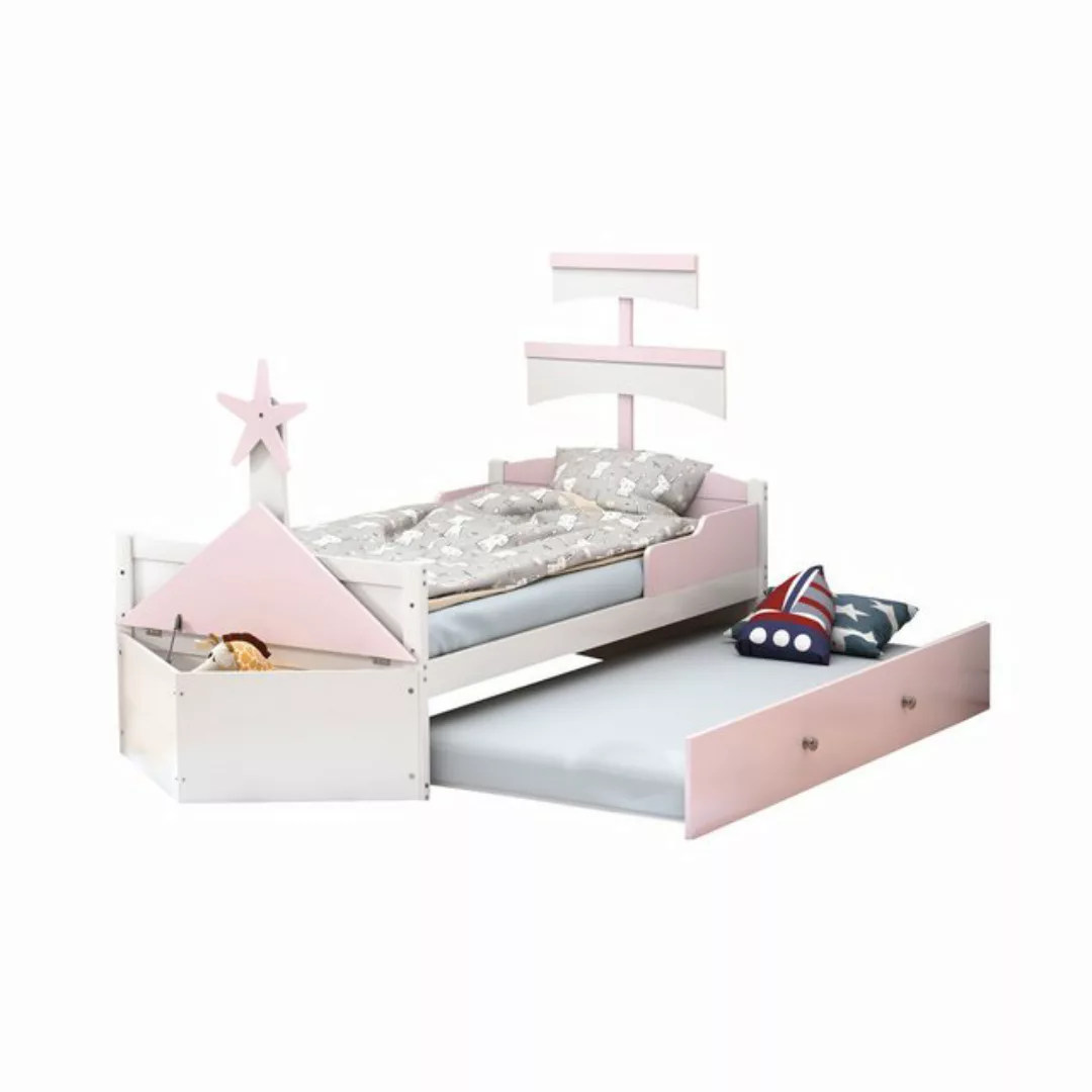 MODFU Kinderbett Funktionsbett Einzelbett Holzbett (Segelbootform, mit ausz günstig online kaufen