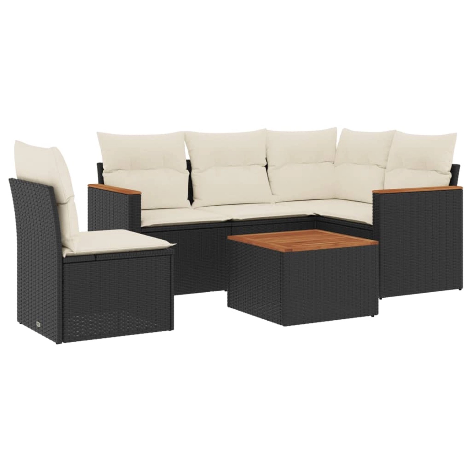 vidaXL 6-Tlg Garten-Sofagarnitur mit Kissen Schwarz Poly Rattan 3258381 günstig online kaufen