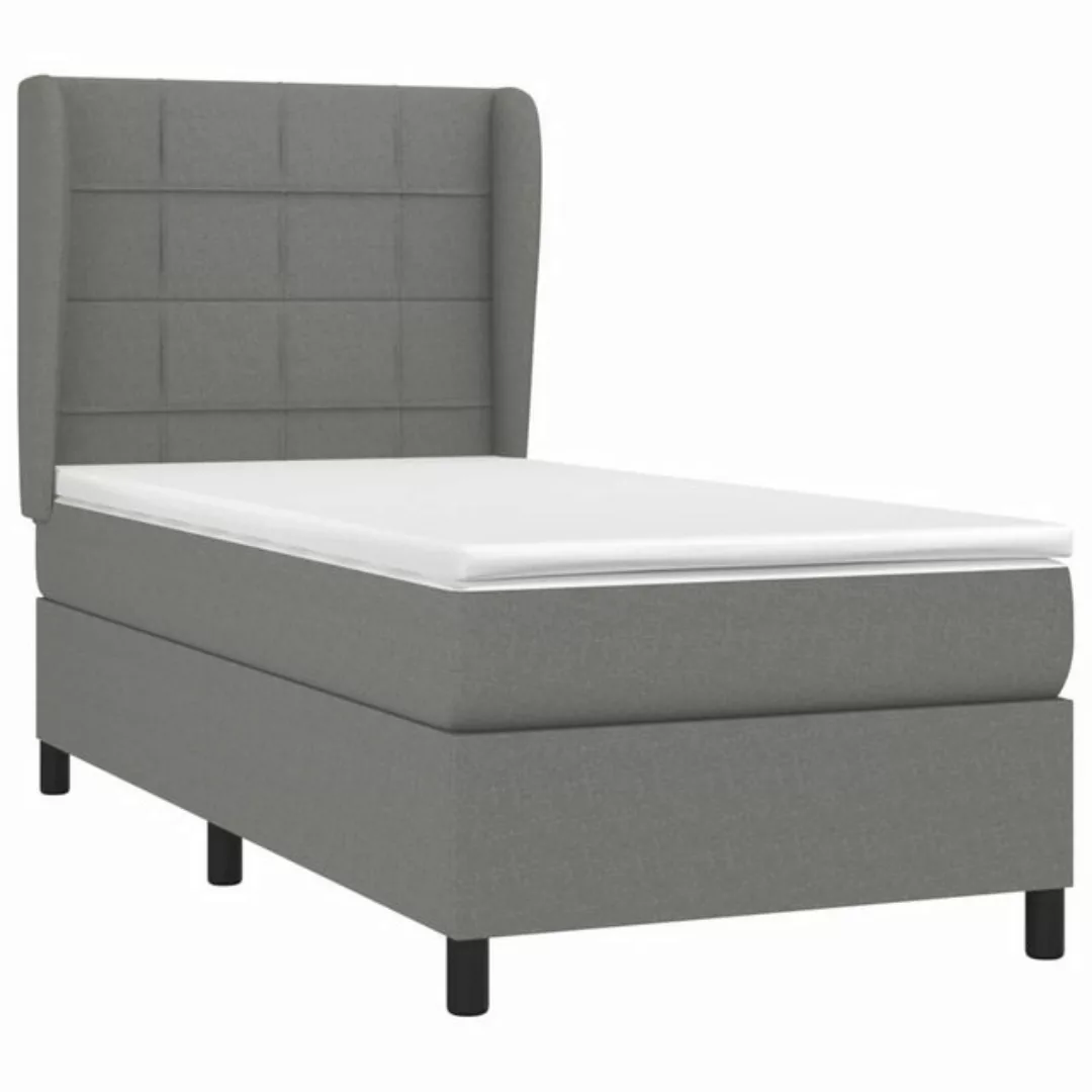 vidaXL Bett Boxspringbett mit Matratze Dunkelgrau 80x200 cm Stoff günstig online kaufen