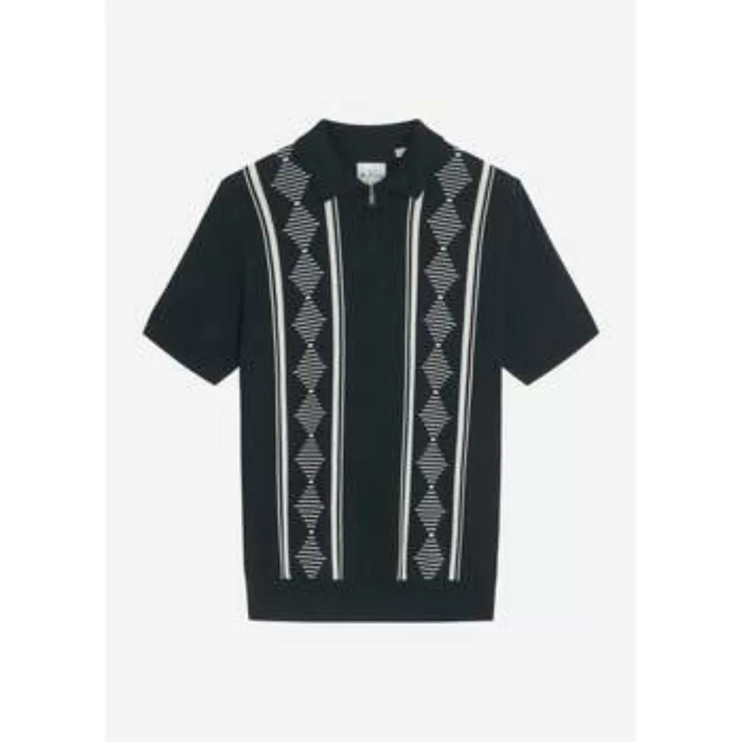 Ben Sherman  T-Shirts & Poloshirts Argyle-Jacquard-Poloshirt – Schwarz günstig online kaufen