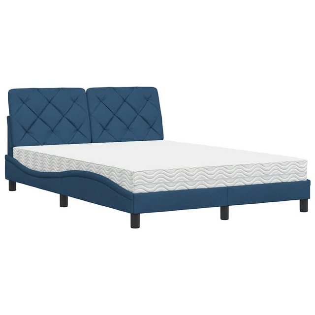 vidaXL Bett Bett mit Matratze Blau 140x190 cm Stoff günstig online kaufen