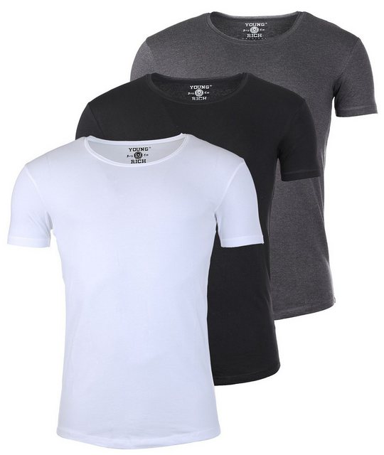 Young & Rich T-Shirt Herren Uni Basic 1702 tief-breit geschnittener Ausschn günstig online kaufen