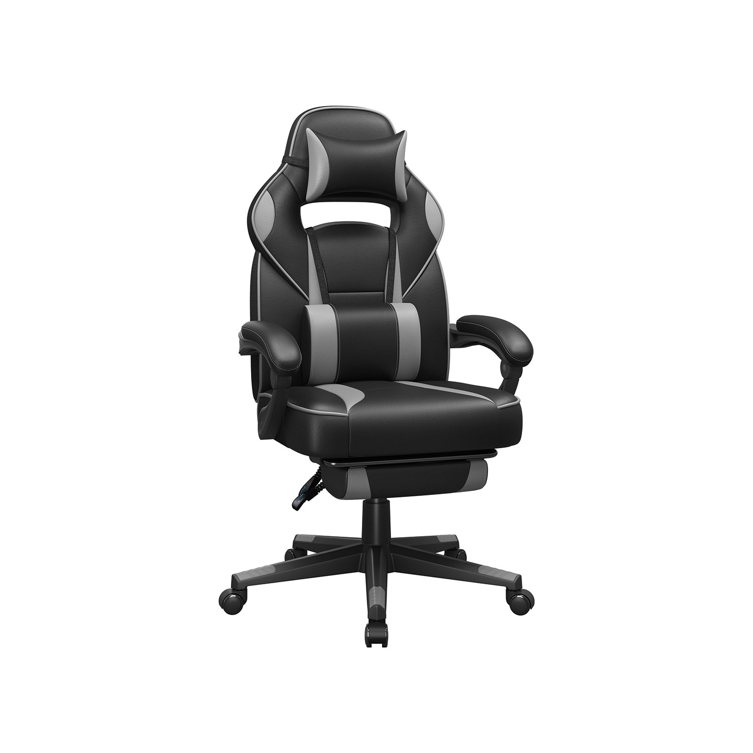 Songmics Gamingstuhl mit Kopfkissen und Lendenkissen Schwarz-Grau günstig online kaufen