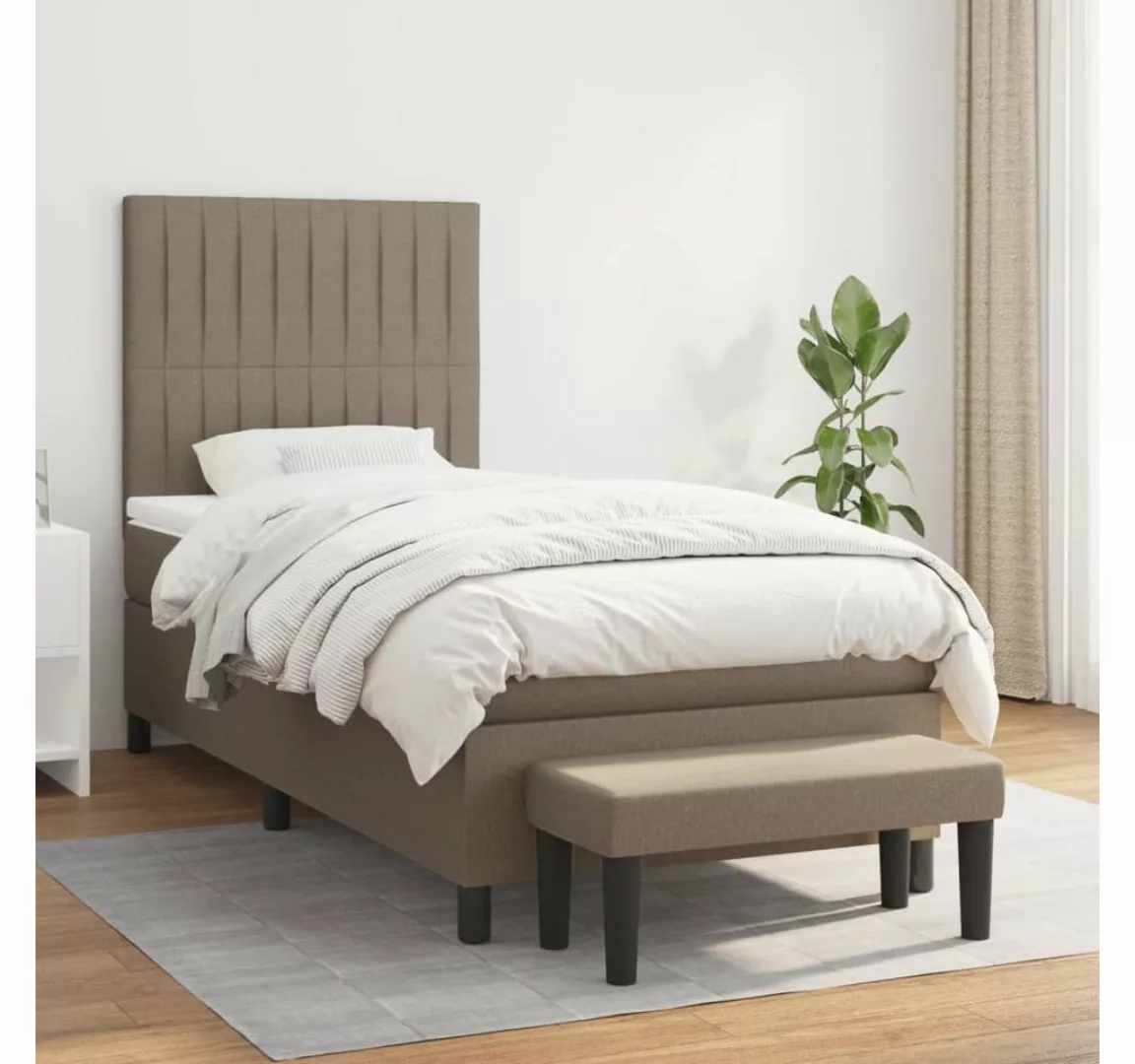 vidaXL Boxspringbett Boxspringbett mit Matratze Taupe 100x200 cm Stoff Bett günstig online kaufen