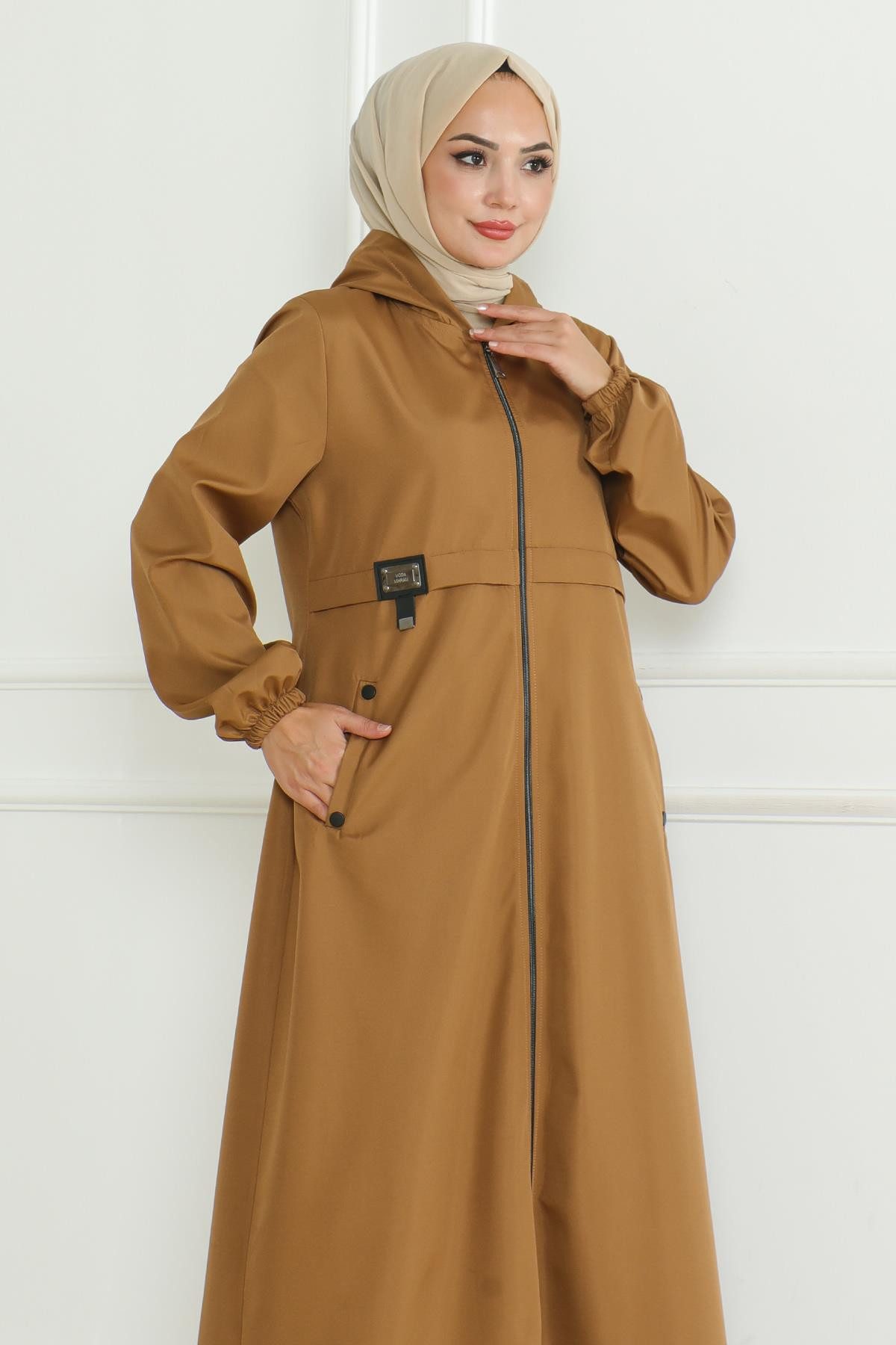 MODAMİHRAM Trenchcoat Taba Trenchcoat mit Reißverschluss günstig online kaufen