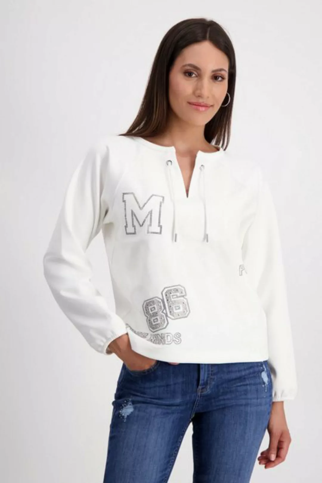 Monari Blusenshirt Sweatshirt mit Schmuckschrift off-white günstig online kaufen