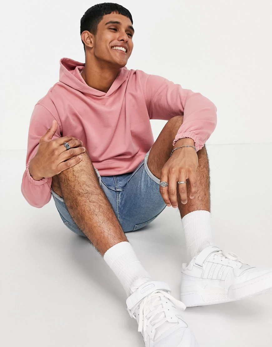 New Look – Kapuzenpullover in verwaschenem Rosa, Kombiteil günstig online kaufen