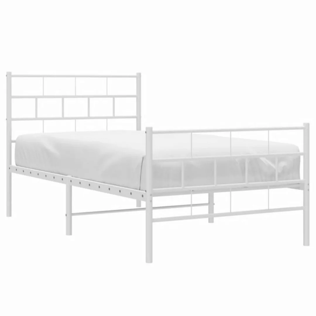 vidaXL Bettgestell Bettrahmen mit Kopf- und Fußteil Metall Weiß 80x200 cm B günstig online kaufen