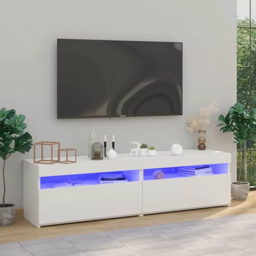 vidaXL TV-Schrank TV-Schränke 2 Stk mit LED-Leuchten Hochglanz-Weiß 75x35x4 günstig online kaufen