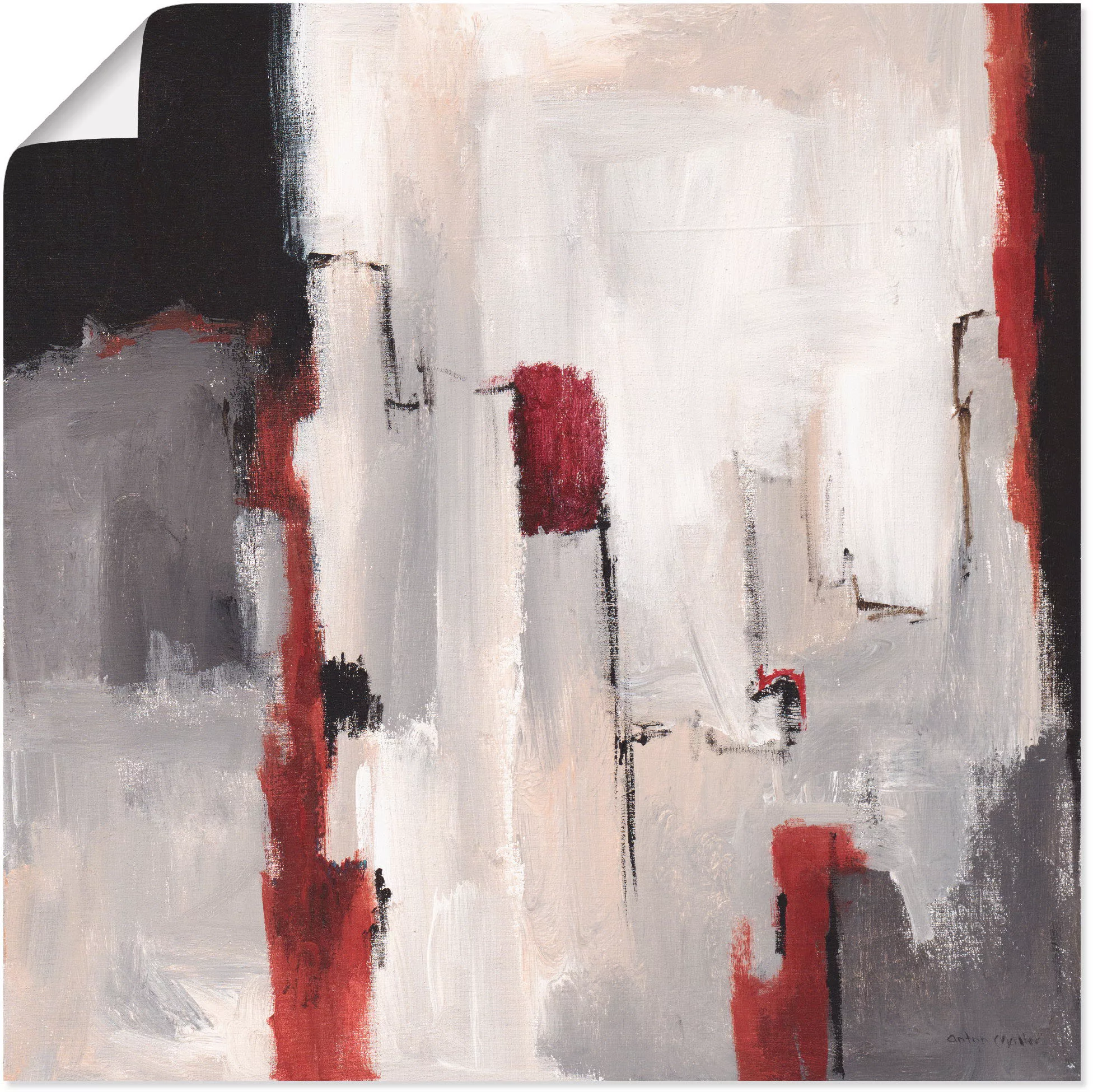 Artland Wandbild "Rot an Grau II", Gegenstandslos, (1 St.) günstig online kaufen