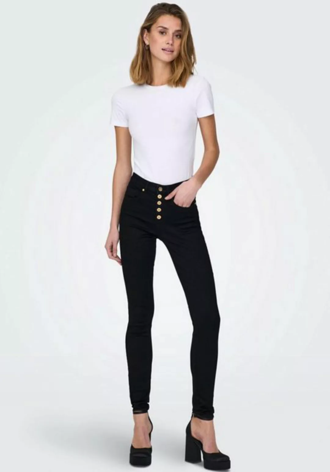 ONLY High-waist-Jeans ONLROYAL HW SK FLY BTN GUA DK BLUE BOX günstig online kaufen
