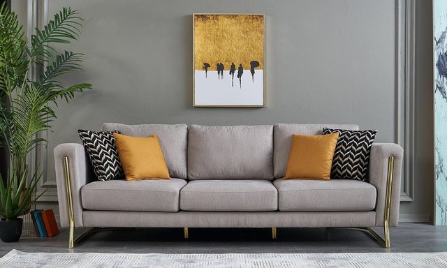 Xlmoebel 3-Sitzer Modernes graues Stoffsofa mit drei Sitzplätzen, 1 Teile, günstig online kaufen