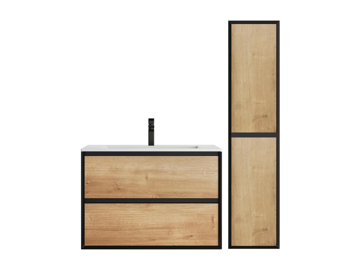 Waschbeckenunterschrank hängend mit Einbauwaschbecken & Badhochschrank - Ho günstig online kaufen