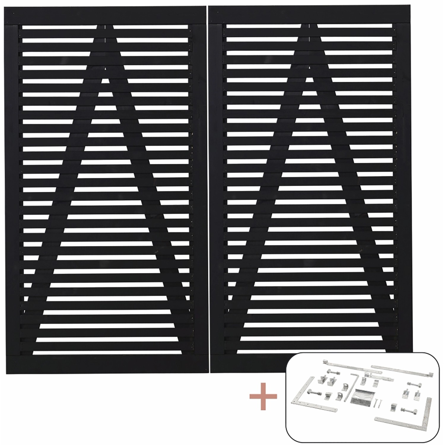Doppeltor Tokyo Nadelholz Schwarz 200 cm x 180 cm günstig online kaufen
