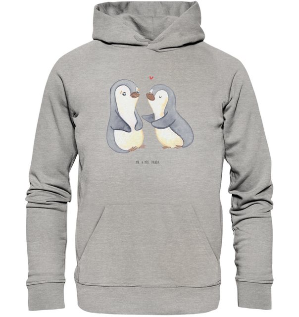 Mr. & Mrs. Panda Hoodie Größe S Pinguine trösten - Heather Grey - Geschenk, günstig online kaufen