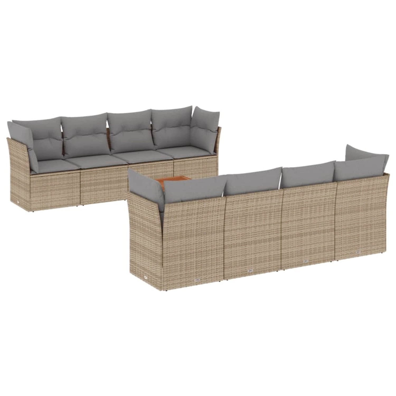 vidaXL 9-Tlg Garten-Sofagarnitur mit Kissen Beige Poly Rattan 3223525 günstig online kaufen