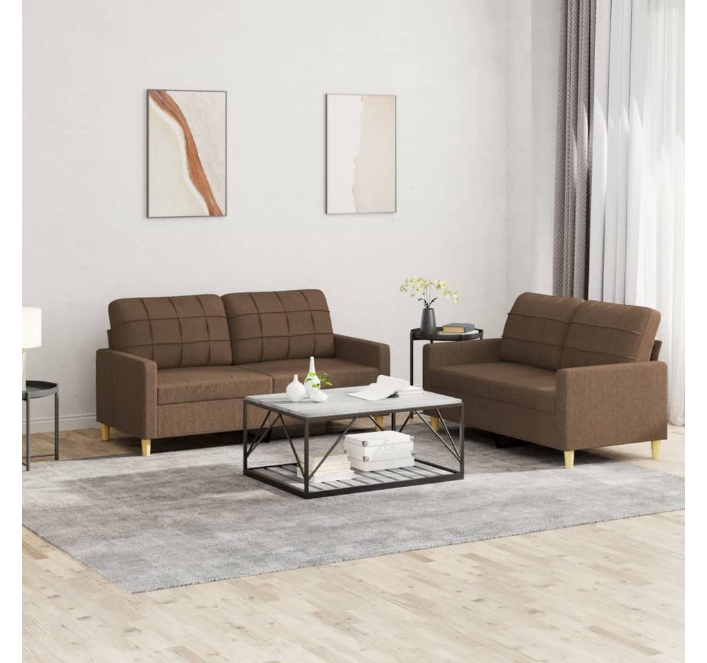 vidaXL Sofa Sofagarnitur mit Kissen Stoff, Standard, Braun günstig online kaufen