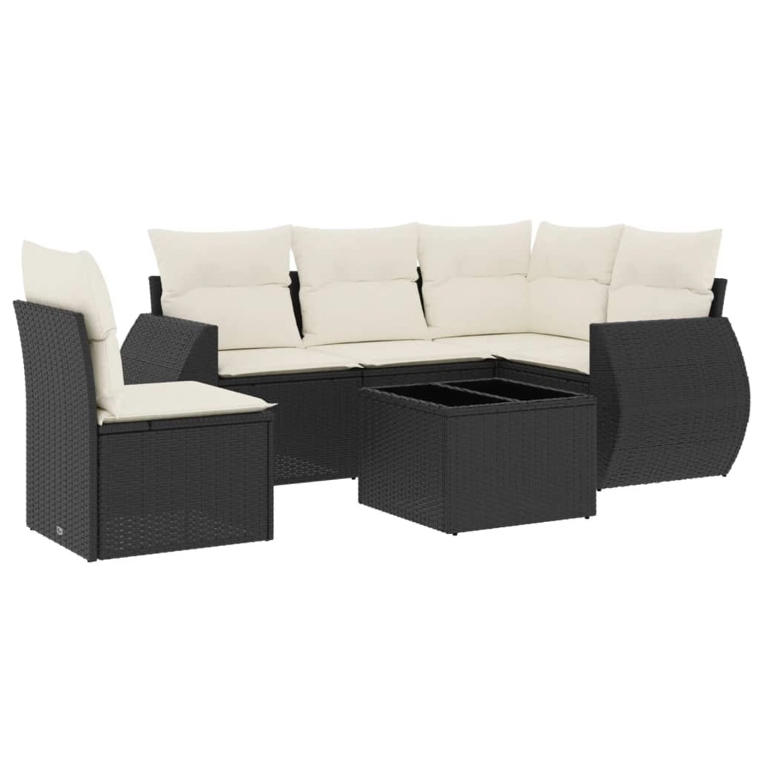 vidaXL 6-Tlg Garten-Sofagarnitur mit Kissen Schwarz Poly Rattan 3253713 günstig online kaufen